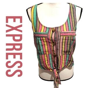 𝅺express striped top multi color womens size small